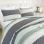 Ensemble de couette, ensemble de literie léger à rayures colorées, ensemble de lit moelleux en duvet synthétique, vert pâle, King-124498874-124764776