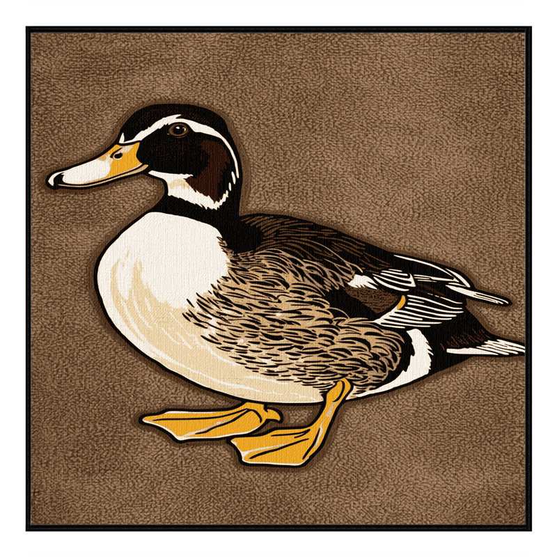 Washable Gadwall Birds Area Rug, Square 8'