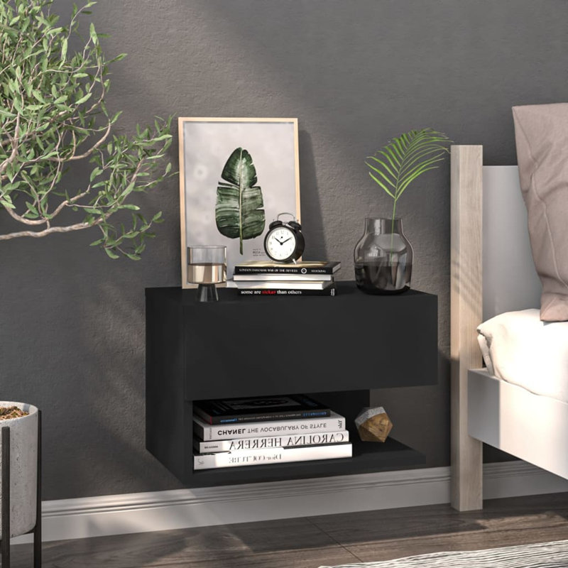 Armoire de chevet flottante vidaXL, Noir, Individuel