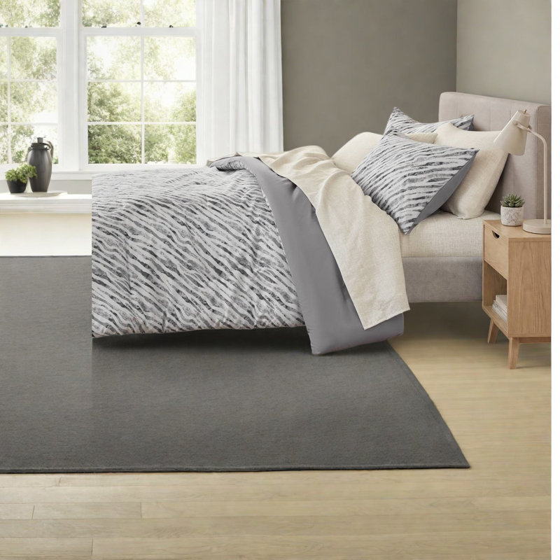 -Piece Full Bedding Sets, Polyester Modern Gray Comforter Set for Bedroom