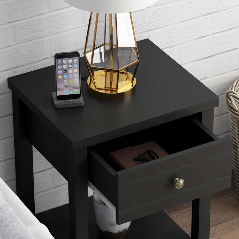 Table de bout avec rangement Helene, Noir