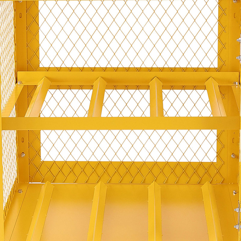 Horizontal Cylinder Storage Cabinet, 4 x 33 lbs Cylinder Capacity, 31.02x30.04x35 inch Propane Storage Cage, Gas Cylinder Cabinet, Yellow Powder Coat Finish, for Freon, Gases, Oxygen, Nitrogen