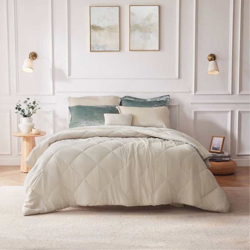 Ensemble de housse de couette en velours 4 pièces avec coussins champagne, King Duvet Cover + 3 Additional Pieces