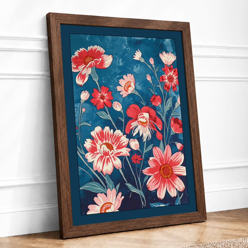 Garden of Gerberas Botanical - Framed Print, A4 - 29.7 x 21.0 cm, Walnut