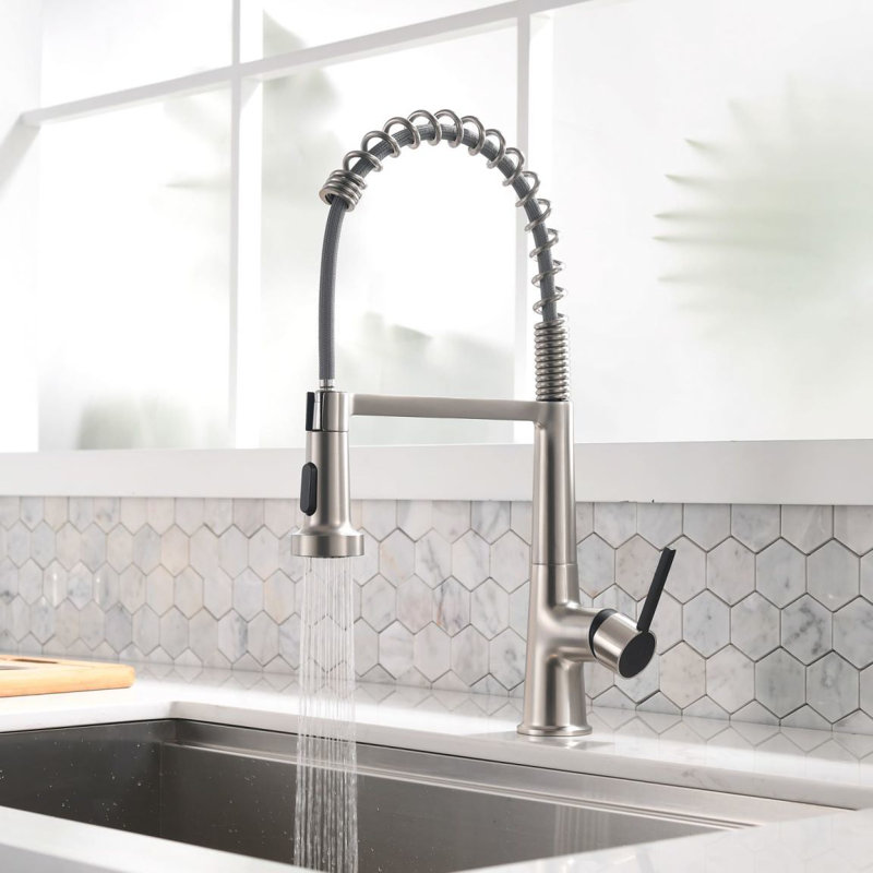 GAWEZA Pull Out Kitchen Faucet, Brushen Nickel