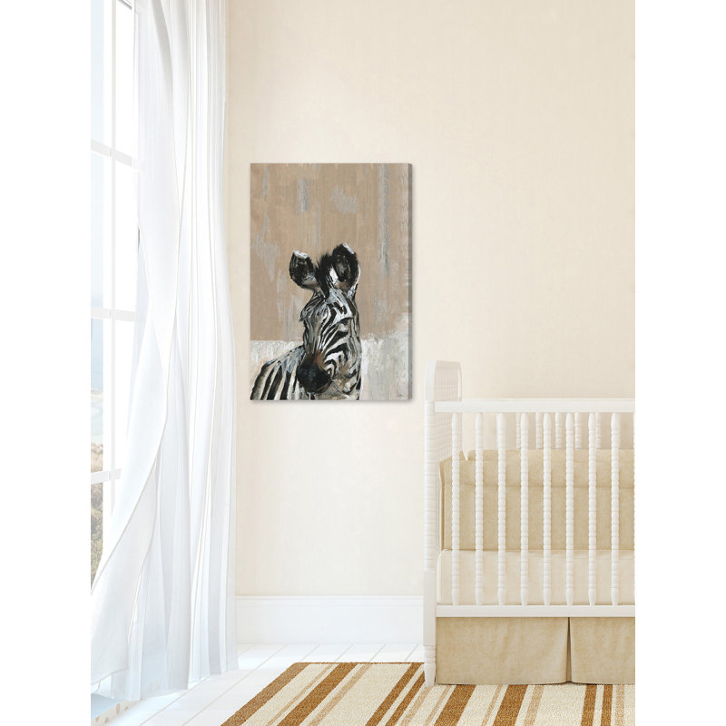 'Bonjour Zebra' Print on Wrapped Canvas, 45" H x 30" W x 1.5" D