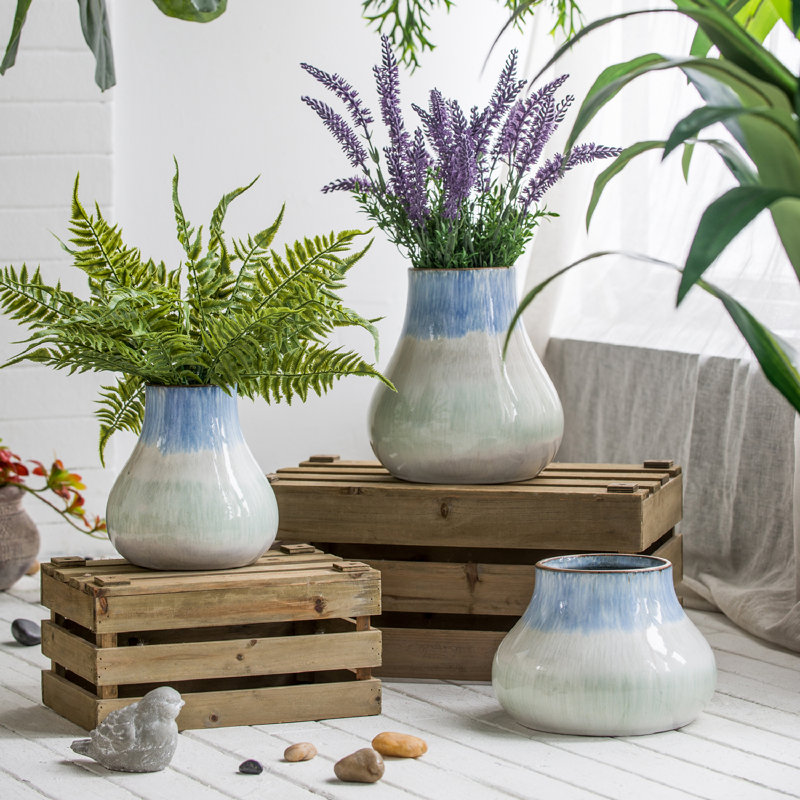 Lockway Ceramic Table Vase, 7.9" H x 7.3" W x 7.3" D