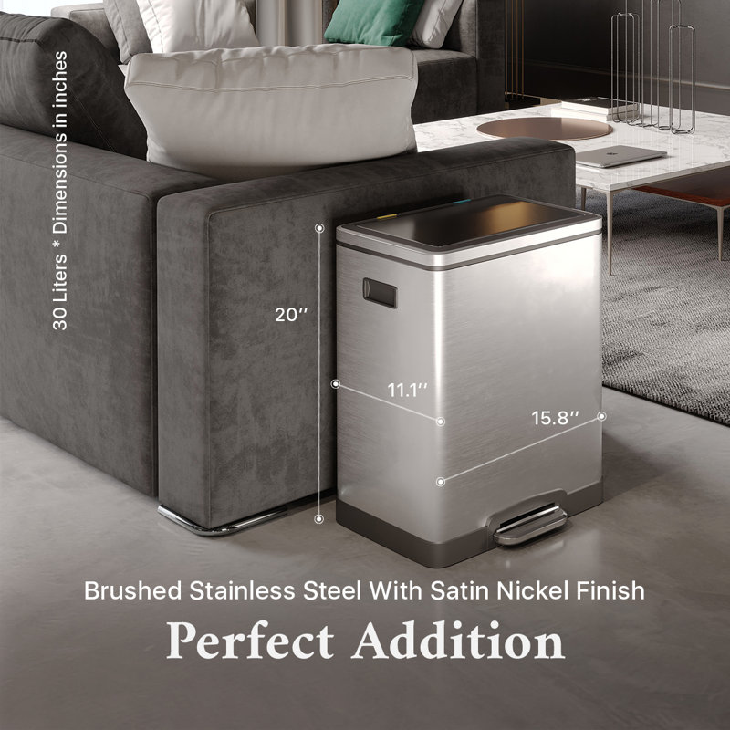 Totti Steel Step On Kitchen Trash Can - 8 Gallons