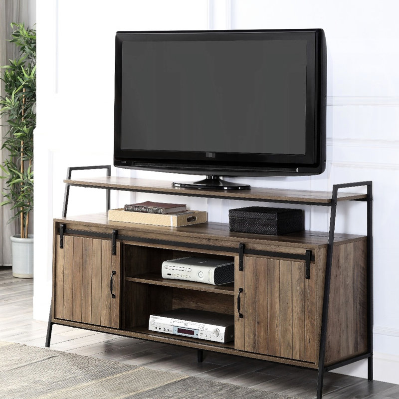 Rustic Style Sliding Door Tv Stand For 58-Inch Televisions Modern Television Screens