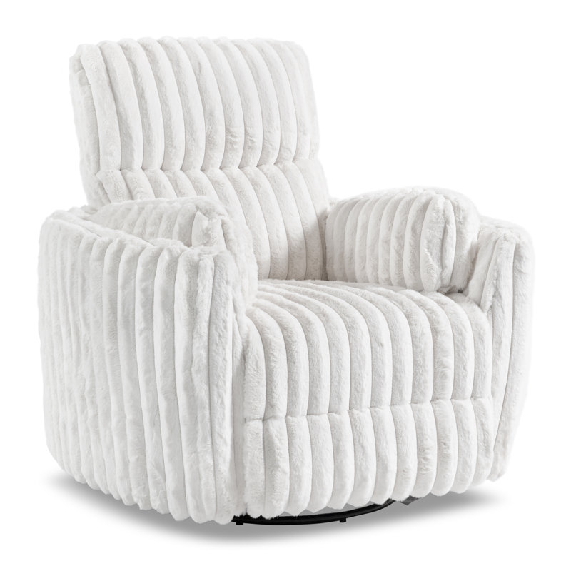 Spinelli Chenille Power Swivel Glider Recliner, White