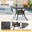 Ensemble de salle à manger d'extérieur rond 5 pièces de 122 cm (48,03 po) avec trou pour parasol, 4 chaises empilables avec coussins rouges-880234931-967057240