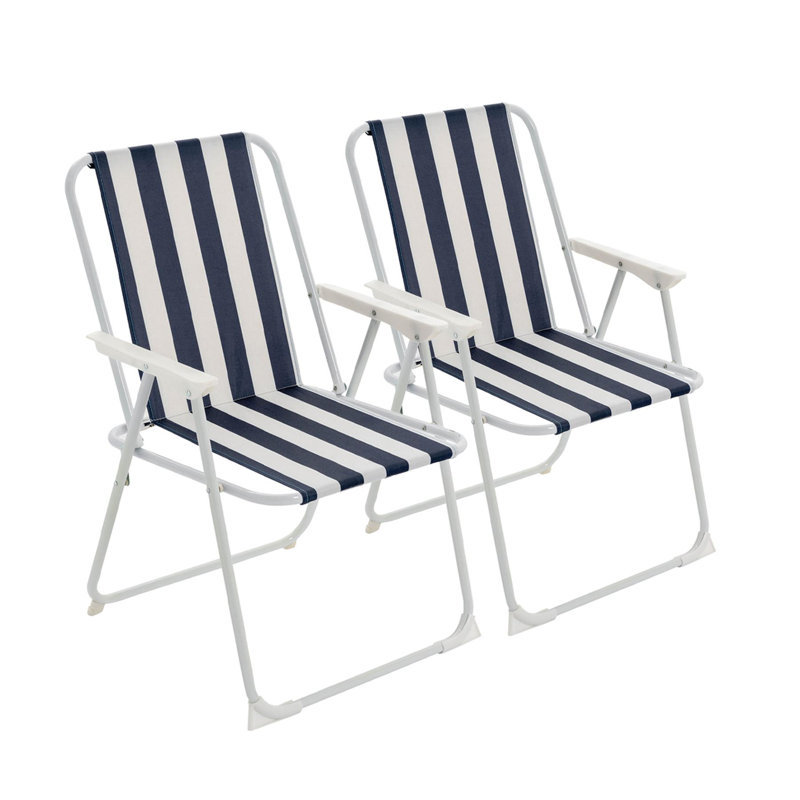 Folding Metal Beach Chairs - Stripe, Blue
