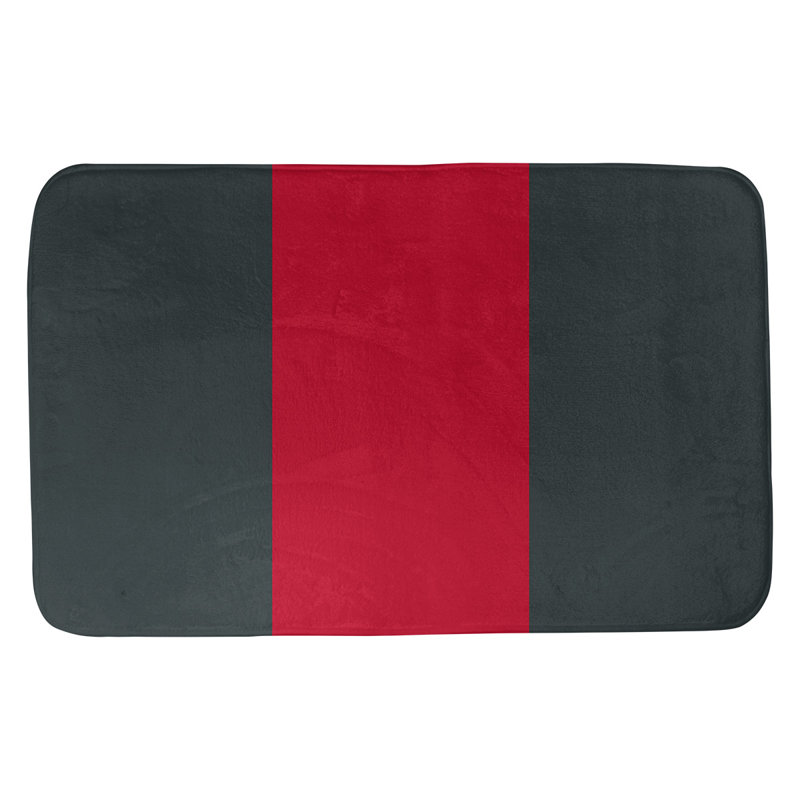 Memory Foam Non-Slip Bath Rug, 17" W x 24" L, Steel Gray/Red