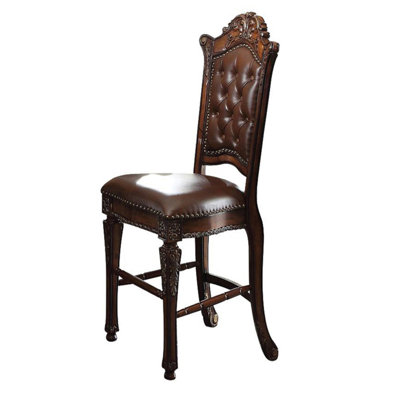 Modern Bar Stool Traditional Counter Height Stools With Tufted Backs And Nailhead Trim, Set Of 2