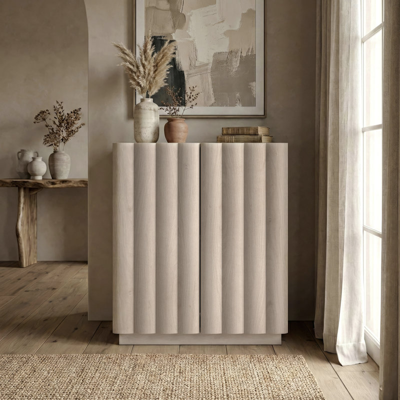 Molly 28" Wide Rectangular Fluted Accent Cabinet in Alder White, Alder White
