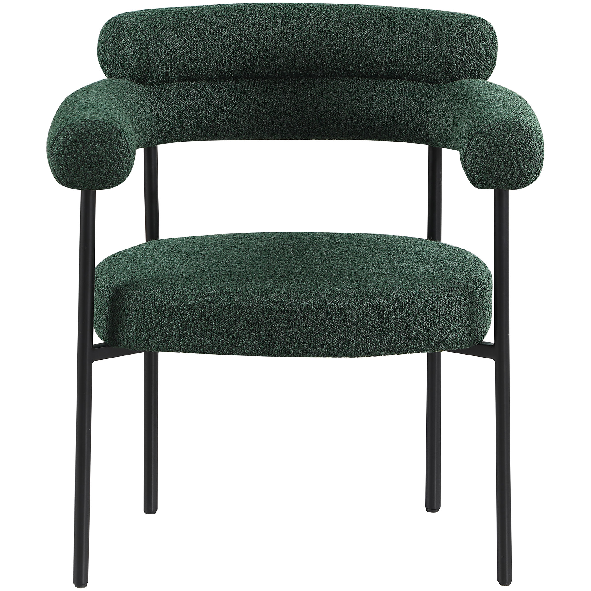 Boucle Upholstered Arm Chair, Matte Black, Green