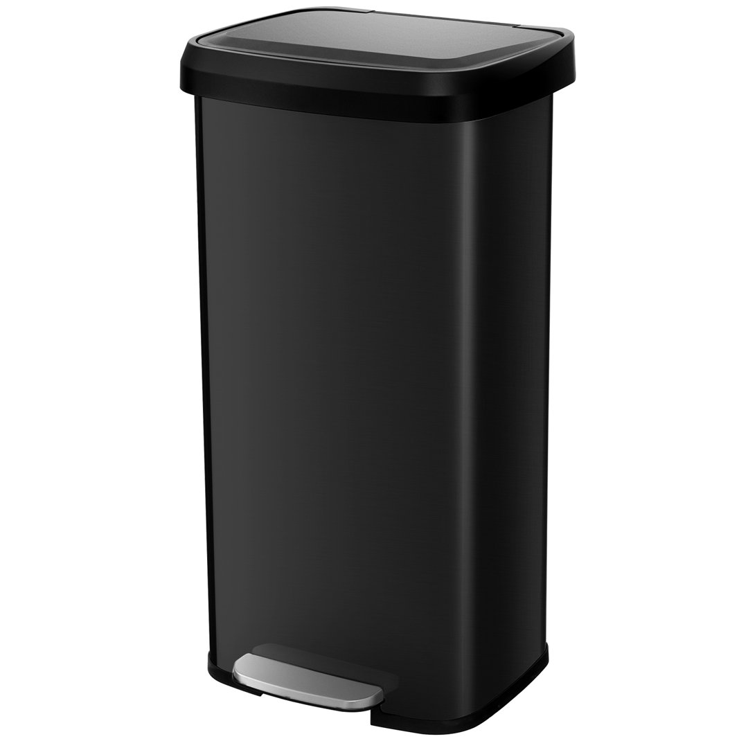 68L Recycling Pedal Bin Stainless Steel Kitchen Bin w/Lid Handle-Black
