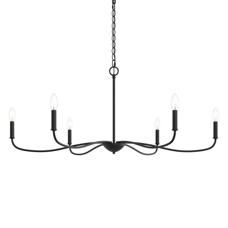 Ilia 6-Light Matte Black Extra Large Chandelier, Matte Black