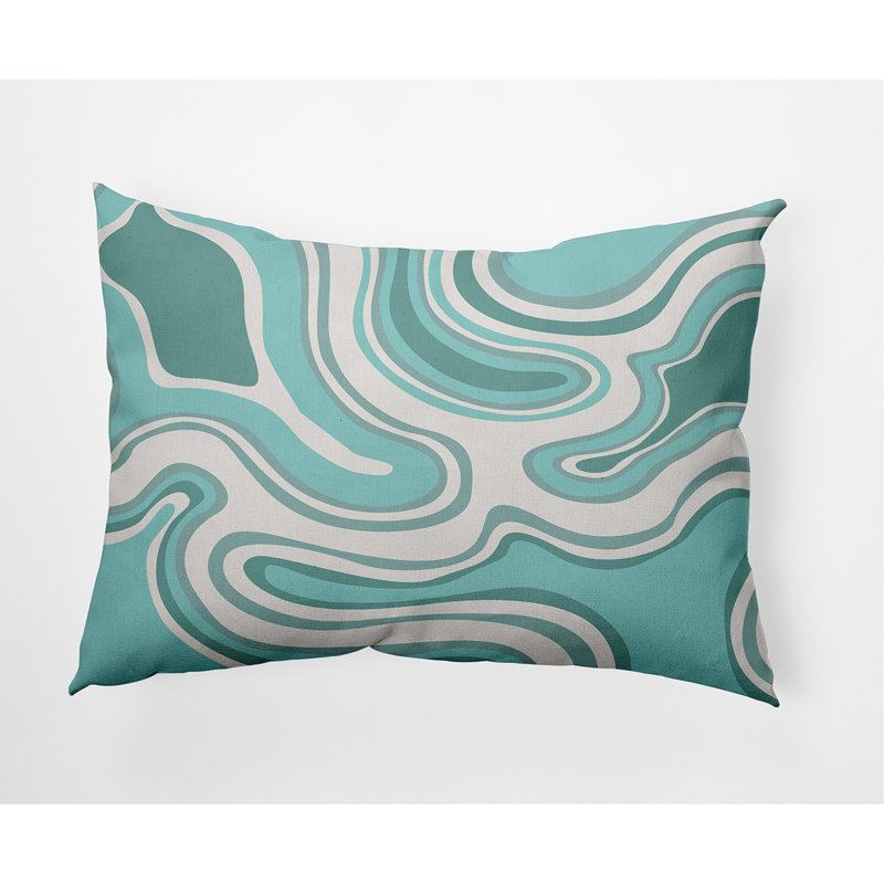 Beach Vacation Abstract Reversible Throw Pillow, Wave Top Blue