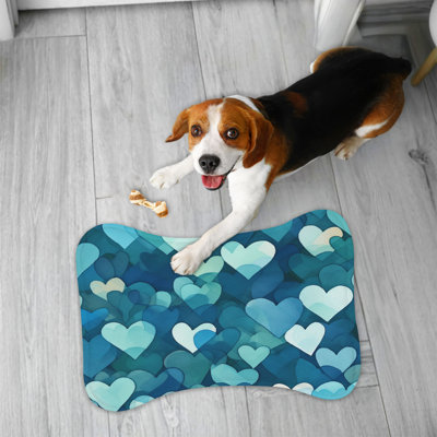 «Love in Blue» - Tapis d'alimentation en os 1 pièce