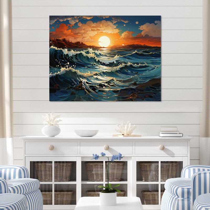 Coastal Shimmering Tides, reproduction d'art sur toile, H 12 po x l 20 po x P 1 po, Toile tendue