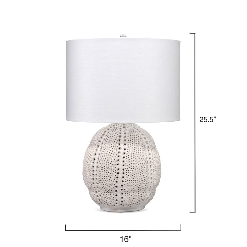 White Porcelain Table Lamp with Linen Drum Shade