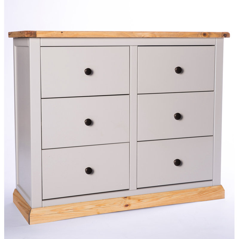 Encinas 110cm W 6 - Drawer Chest of Drawers, Grey/Wood, Black