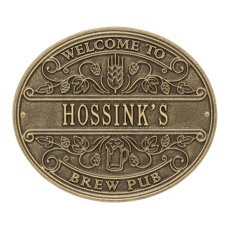 Brew Pub Welcome Wall Décor, Antique Brass, Yes