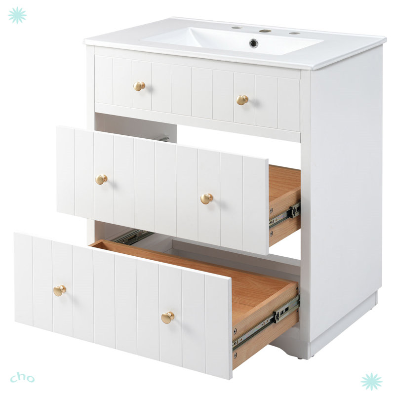 Meuble-lavabo moderne 30 po avec deux tiroirs