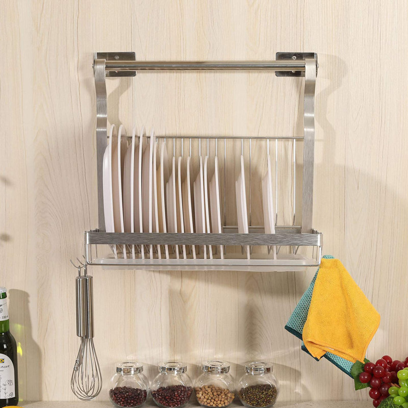 Stainless Steel Foldable Over-the-Sink Dish Rack with Drainboard