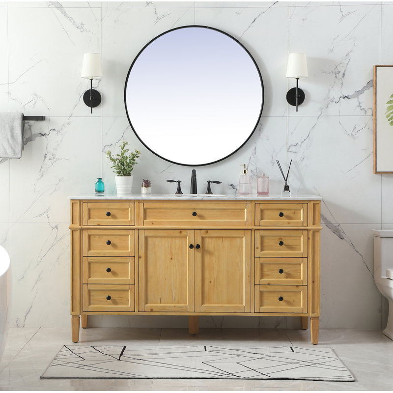 Ensemble de meuble-lavabo simple 60 "Rivers, Brun clair