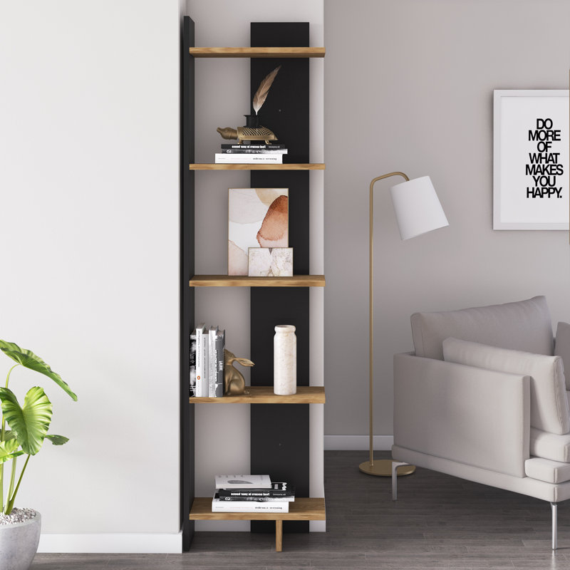 Lynnfield Corner Bookcase, Black/Oud Oak