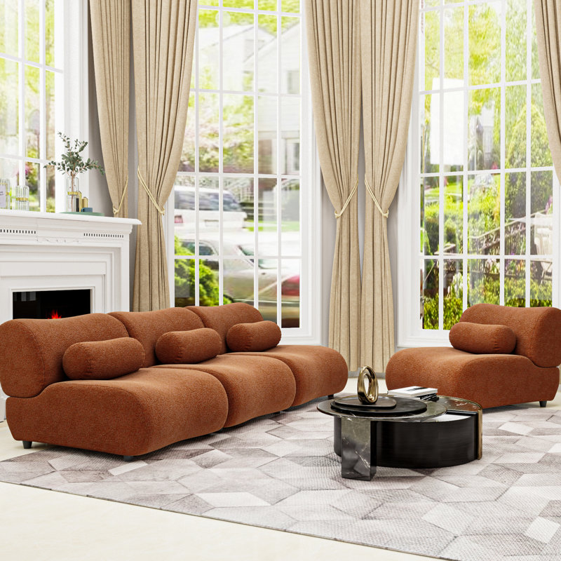 Le tissu chenille orange audacieux et élégant modulaire pour les espaces de vie ajoute une touche chaleureuse à votre espace