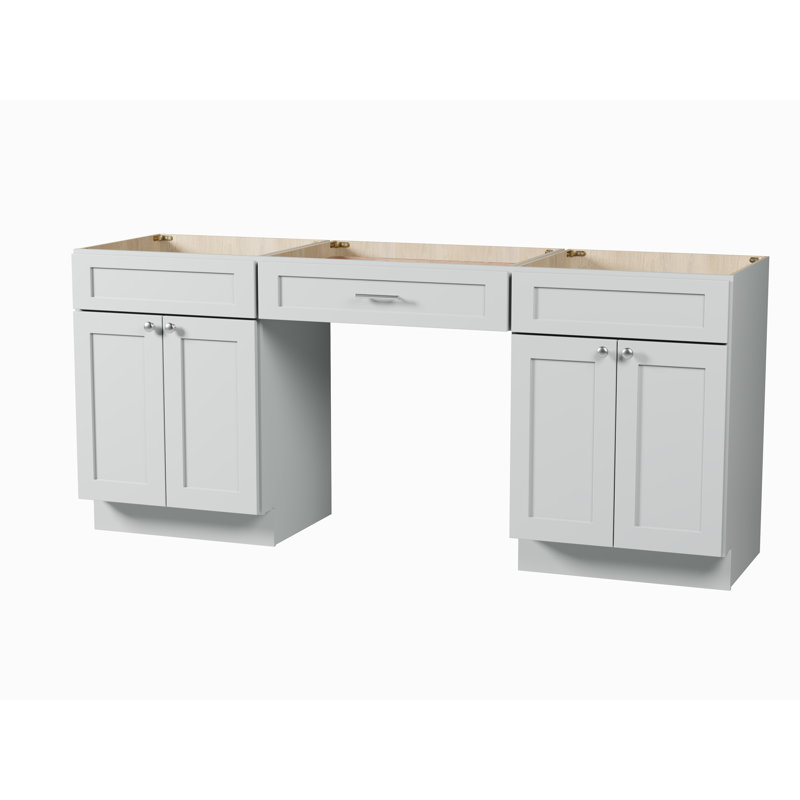 78" Double Bathroom Vanity Base Only, Gray