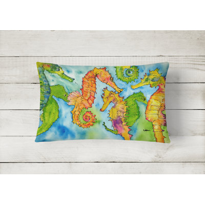 Seahorse Outdoor Reversible Throw Pillow
