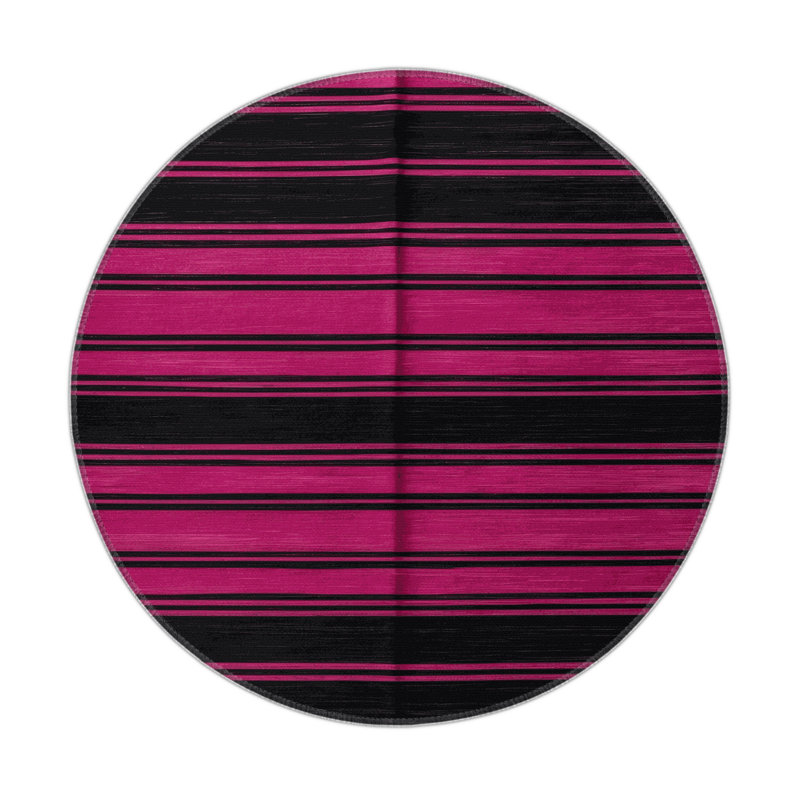 Tapis intérieur / extérieur mauve HorizontalStripes, Rond 5 pi