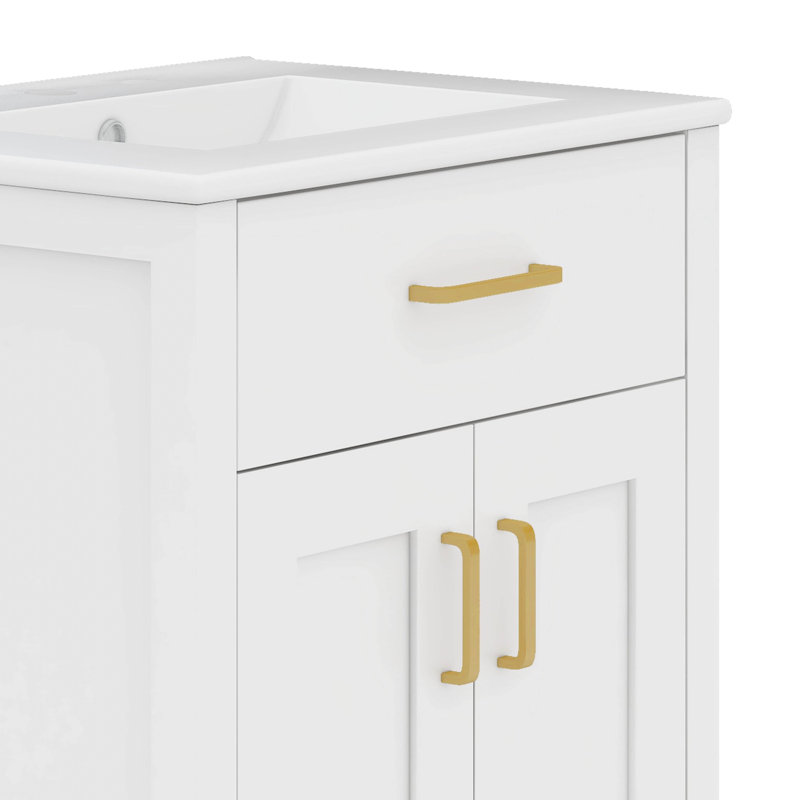 24 Inch Laundry Sink With Cabinet, Gold/White