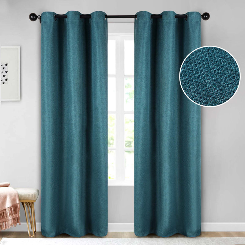 Polyester Thermal Insulated Room Darkening Curtain Panels, 42" W x 108" L, Deep Sea