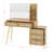 Vintage Makeup Desk with Mirror and Lights , 5 Drawers, Shelf and Rattan Drawer Details-521061892