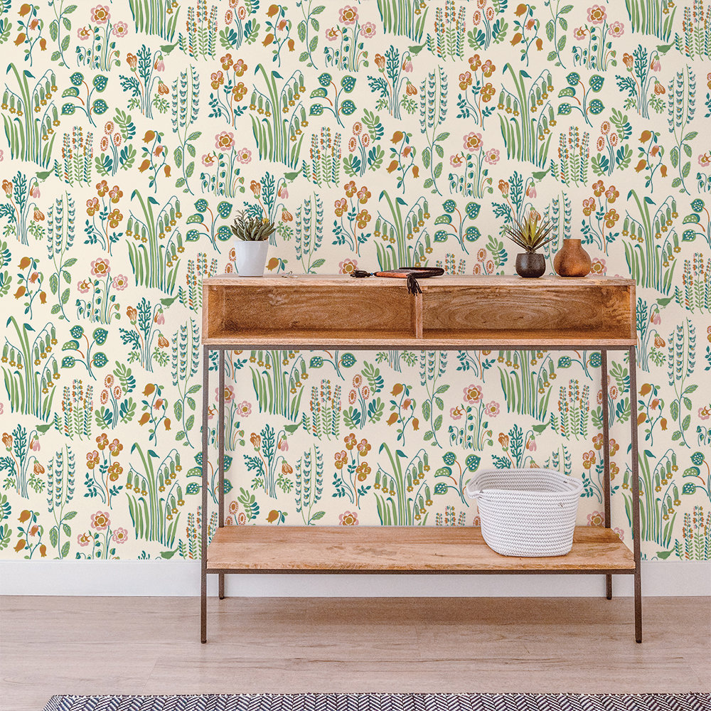 Tallulah Belle Peel and Stick Wallpaper By Novogratz, Green/Beige