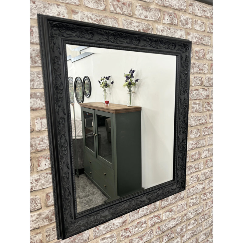 Rectangle Mirror, 115cm H x 65cm W x 3.7cm D, Rectangle, Ornate Black