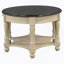 Table basse ovale vintage avec tiroir et étagère de rangement, table de cocktail antique de 45 po, table d'appoint de style champêtre français pour le salon, beige et espresso
