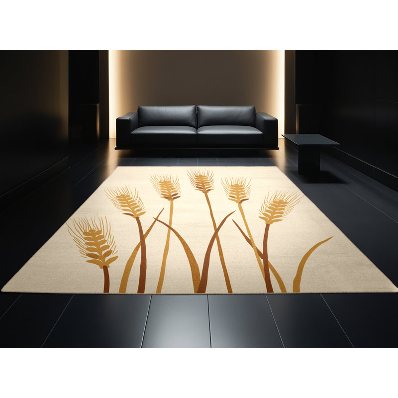 Tapis abstrait moderne et contemporain lavable à la machine Ahart Thanksgiving - beige, 5 x 7