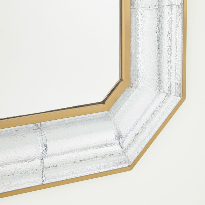 Cast Glass and Stainless Steel Framed Wall Mirror