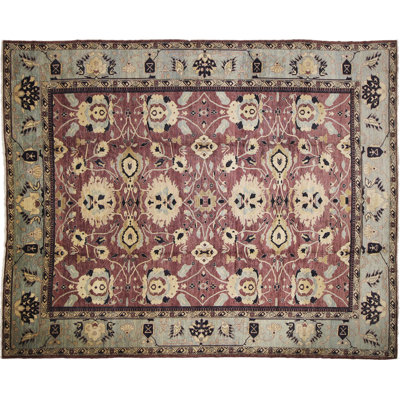 Tapis de zone en laine 12 pi x 15 po à la main one-of-kind noué la Romona