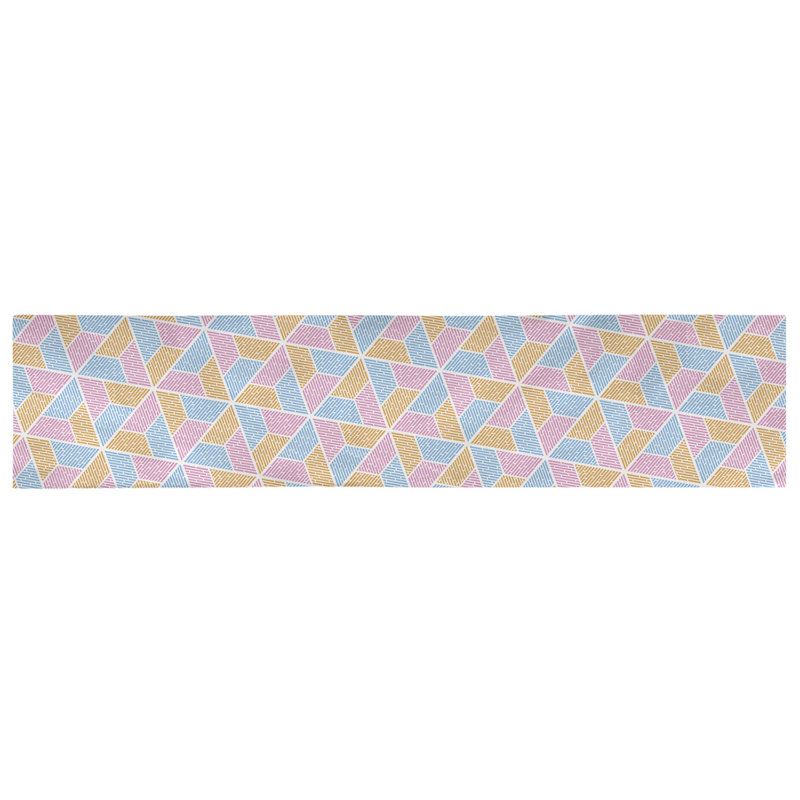 Chemin de table Avicia, 90 po x 16 po, Bleu/Rose/Orange, Coton