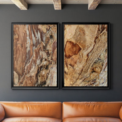 «Tree Texture Triptych I», toile encadrée de qualité supérieure - prête à être accrochée