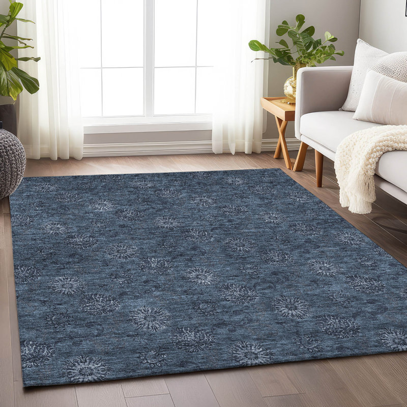 Premium Machine Washable Prisco Blue Rug, Rectangle 10' x 14'