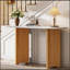 Charmante console rustique avec plateau ovale en marbre et pieds robustes-1617479250