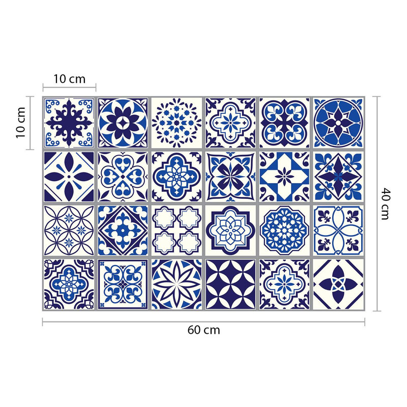 10cm W x 10cm L Vinyl Peel and Stick Mosaic Tile